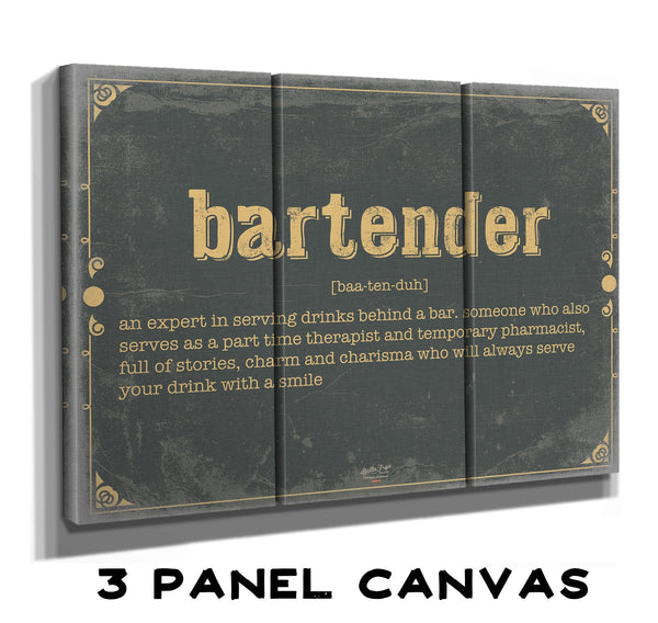 Bella Frye Bartender Word Definition Wall Art - Gift for Bartender Dictionary Artwork