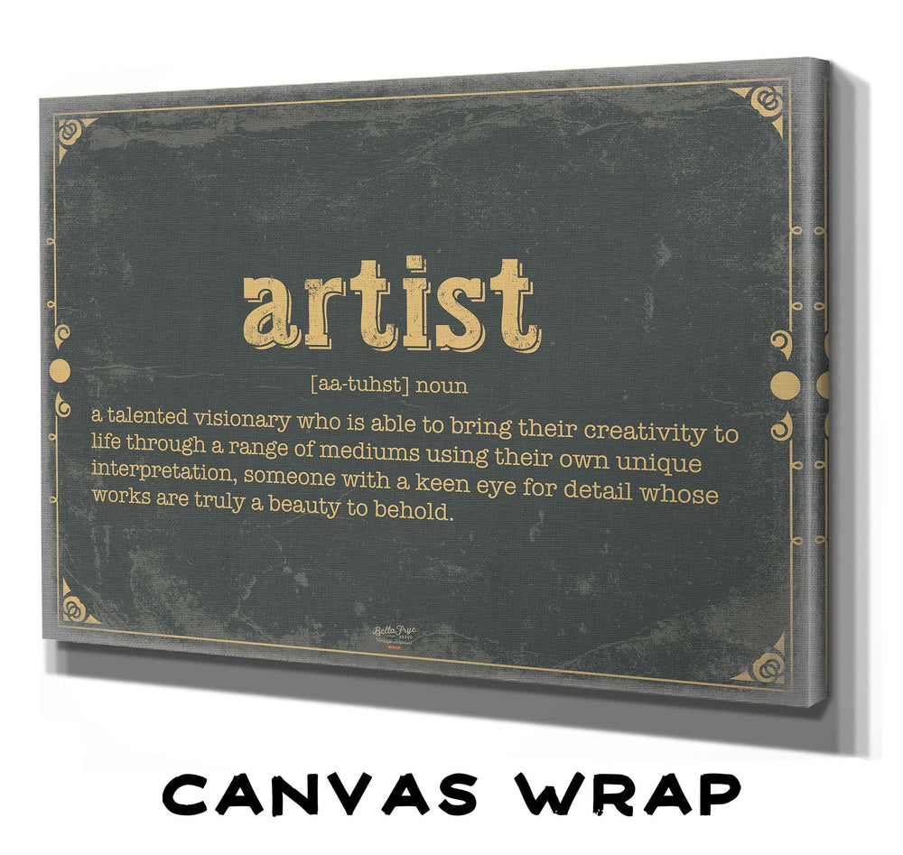 Bella Frye Artist Word Definition Wall Art - Gift for Artist Dictionary Artwork