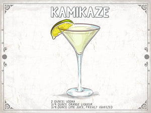 Bella Frye Kamikaze Cocktail Recipe Wall Art - Beverage Artwork