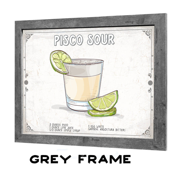 Bella Frye Pisco Sour Cocktail Recipe Wall Art - Beverage Artwork