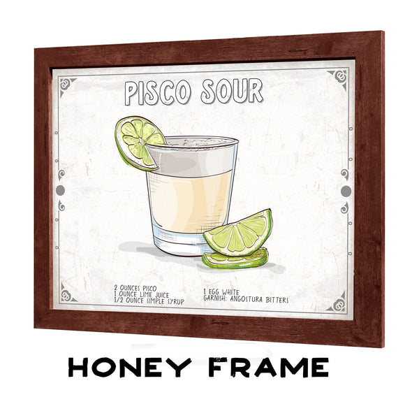 Bella Frye Pisco Sour Cocktail Recipe Wall Art - Beverage Artwork