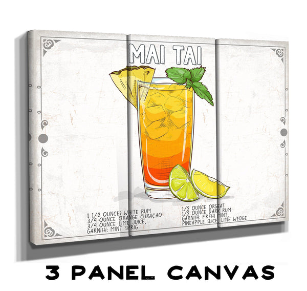 Bella Frye Mai Tai Cocktail Recipe Wall Art - Beverage Artwork