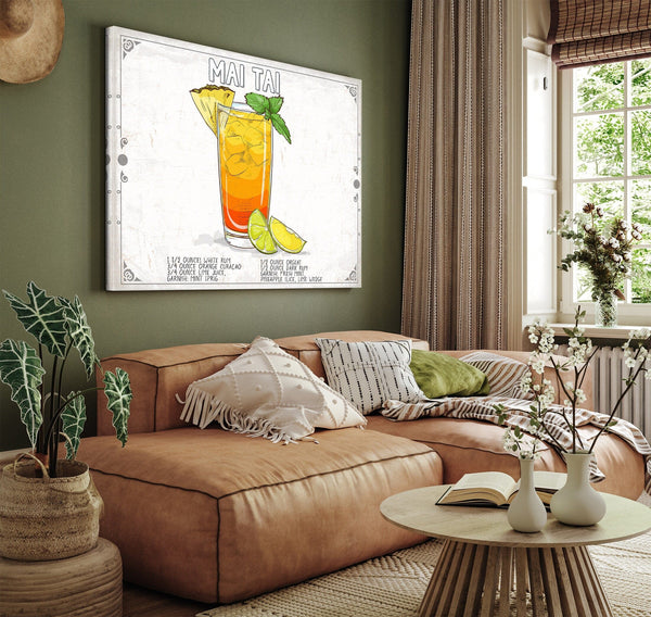 Bella Frye Mai Tai Cocktail Recipe Wall Art - Beverage Artwork