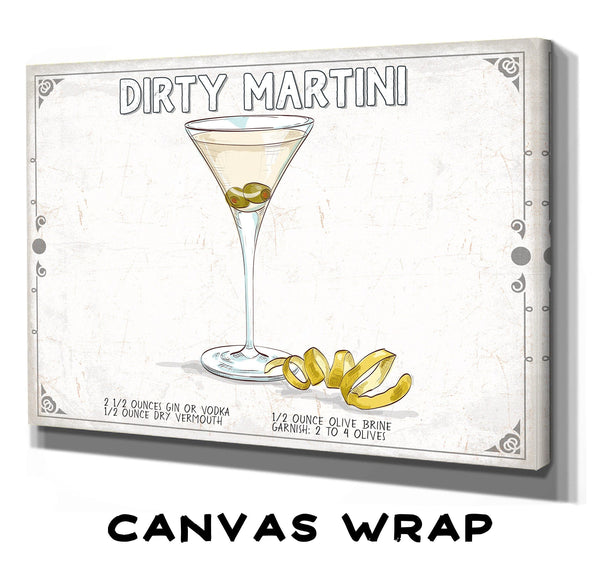 Bella Frye Dirty Martini Recipe Wall Art - Beverage Artwork