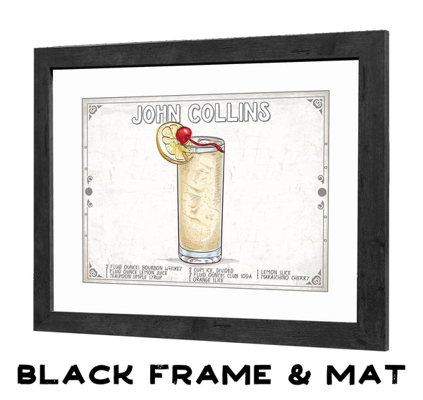 Bella Frye John Collins Recipe Wall Art - Beverage Artwork