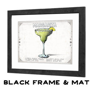 Bella Frye Margarita Cocktail Recipe Wall Art - Beverage Artwork