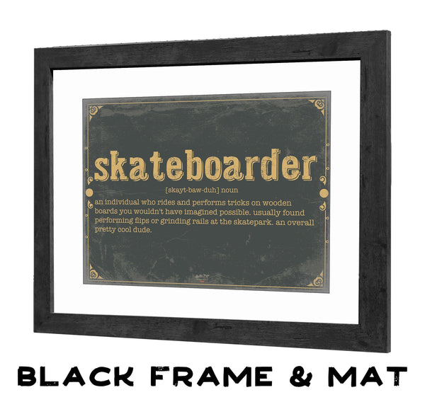 Bella Frye Skateboarder Word Definition Wall Art - Gift for Skateboarder Dictionary Artwork