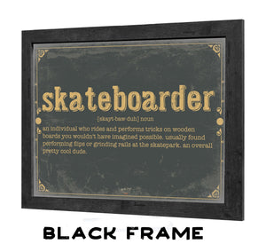 Bella Frye Skateboarder Word Definition Wall Art - Gift for Skateboarder Dictionary Artwork