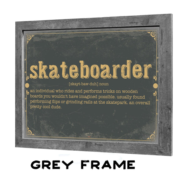 Bella Frye Skateboarder Word Definition Wall Art - Gift for Skateboarder Dictionary Artwork