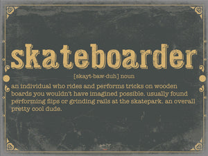 Bella Frye Skateboarder Word Definition Wall Art - Gift for Skateboarder Dictionary Artwork