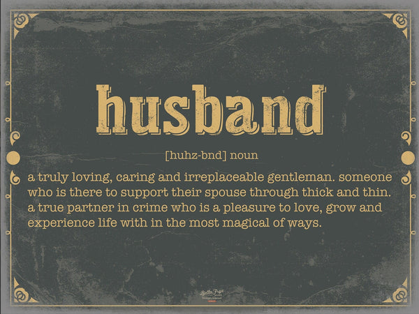 Bella Frye Husband Word Definition Wall Art - Gift for Husband Dictionary Artwork