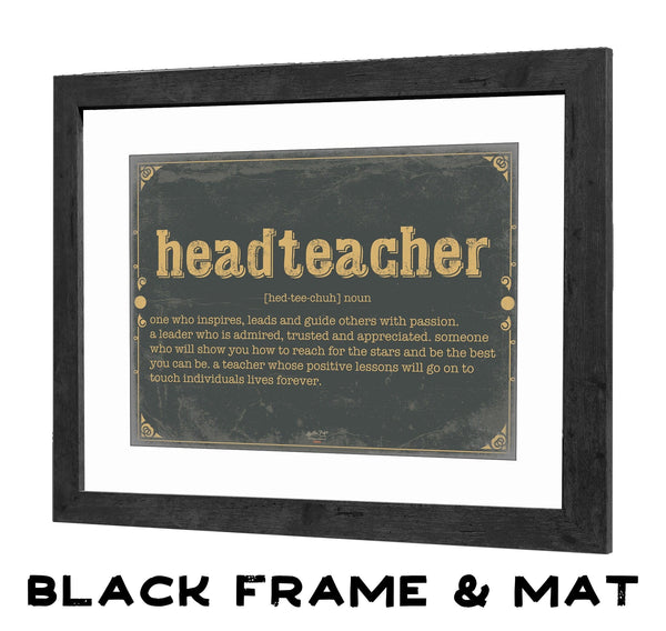 Bella Frye Headteacher Word Definition Wall Art - Gift for Headteacher Dictionary Artwork