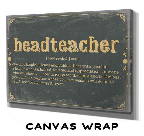 Bella Frye Headteacher Word Definition Wall Art - Gift for Headteacher Dictionary Artwork