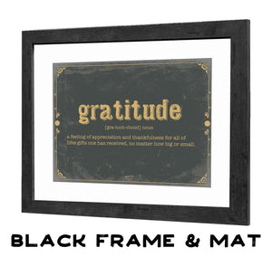 Bella Frye Gratitude Word Definition Wall Art - Gift for Gratitude Dictionary Artwork