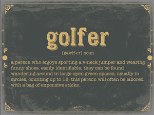 Bella Frye Golfer Word Definition Wall Art - Gift for Golfer Dictionary Artwork