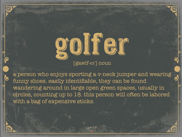 Bella Frye Golfer Word Definition Wall Art - Gift for Golfer Dictionary Artwork