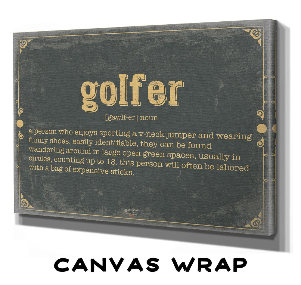 Bella Frye Golfer Word Definition Wall Art - Gift for Golfer Dictionary Artwork