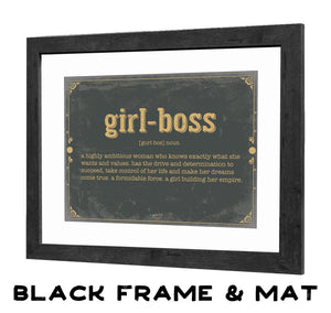 Bella Frye Girl-boss Word Definition Wall Art - Gift for Girlboss Dictionary Artwork