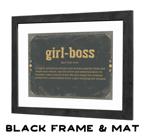 Bella Frye Girl-boss Word Definition Wall Art - Gift for Girlboss Dictionary Artwork