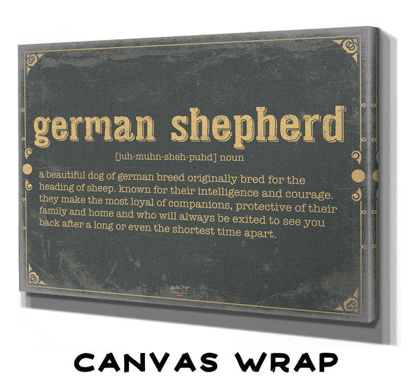 Bella Frye German Shepherd Word Definition Wall Art - Gift for German Shepherd Dictionary Artwork