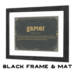 Bella Frye Gamer Word Definition Wall Art - Gift for Gamer Dictionary Artwork