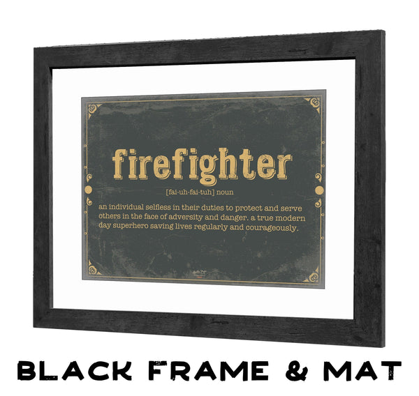 Bella Frye Firefighter Word Definition Wall Art - Gift for Firefighter Dictionary Artwork