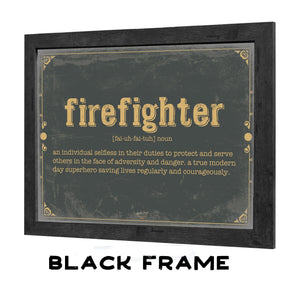 Bella Frye Firefighter Word Definition Wall Art - Gift for Firefighter Dictionary Artwork