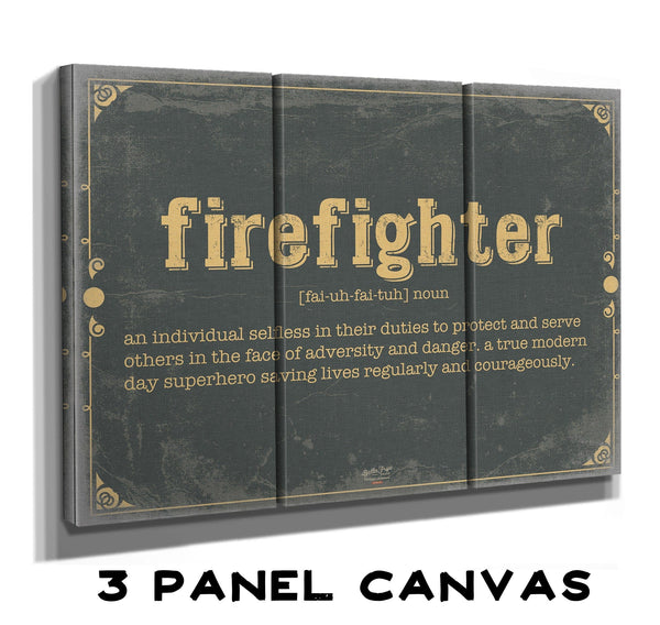 Bella Frye Firefighter Word Definition Wall Art - Gift for Firefighter Dictionary Artwork