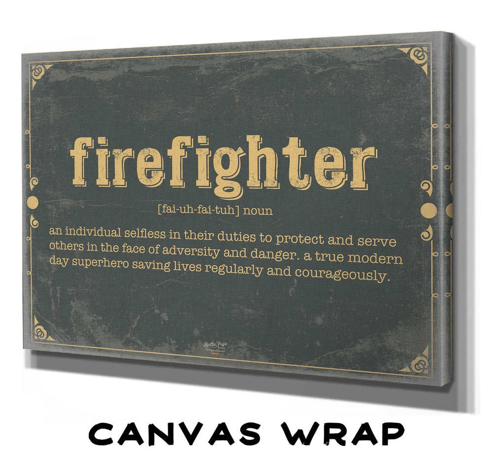 Bella Frye Firefighter Word Definition Wall Art - Gift for Firefighter Dictionary Artwork