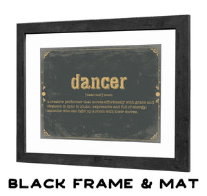 Bella Frye Dancer Word Definition Wall Art - Gift for Dancer Dictionary Artwork