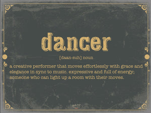 Bella Frye Dancer Word Definition Wall Art - Gift for Dancer Dictionary Artwork