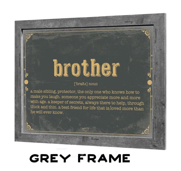 Bella Frye Brother Word Definition Wall Art - Gift for Brother Dictionary Artwork