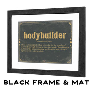 Bella Frye Bodybuilder Word Definition Wall Art - Gift for Bodybuilder Dictionary Artwork