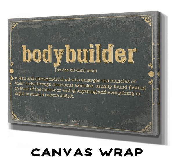 Bella Frye Bodybuilder Word Definition Wall Art - Gift for Bodybuilder Dictionary Artwork