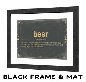 Bella Frye Beer Word Definition Wall Art - Gift for Beer Dictionary Artwork