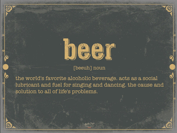 Bella Frye Beer Word Definition Wall Art - Gift for Beer Dictionary Artwork