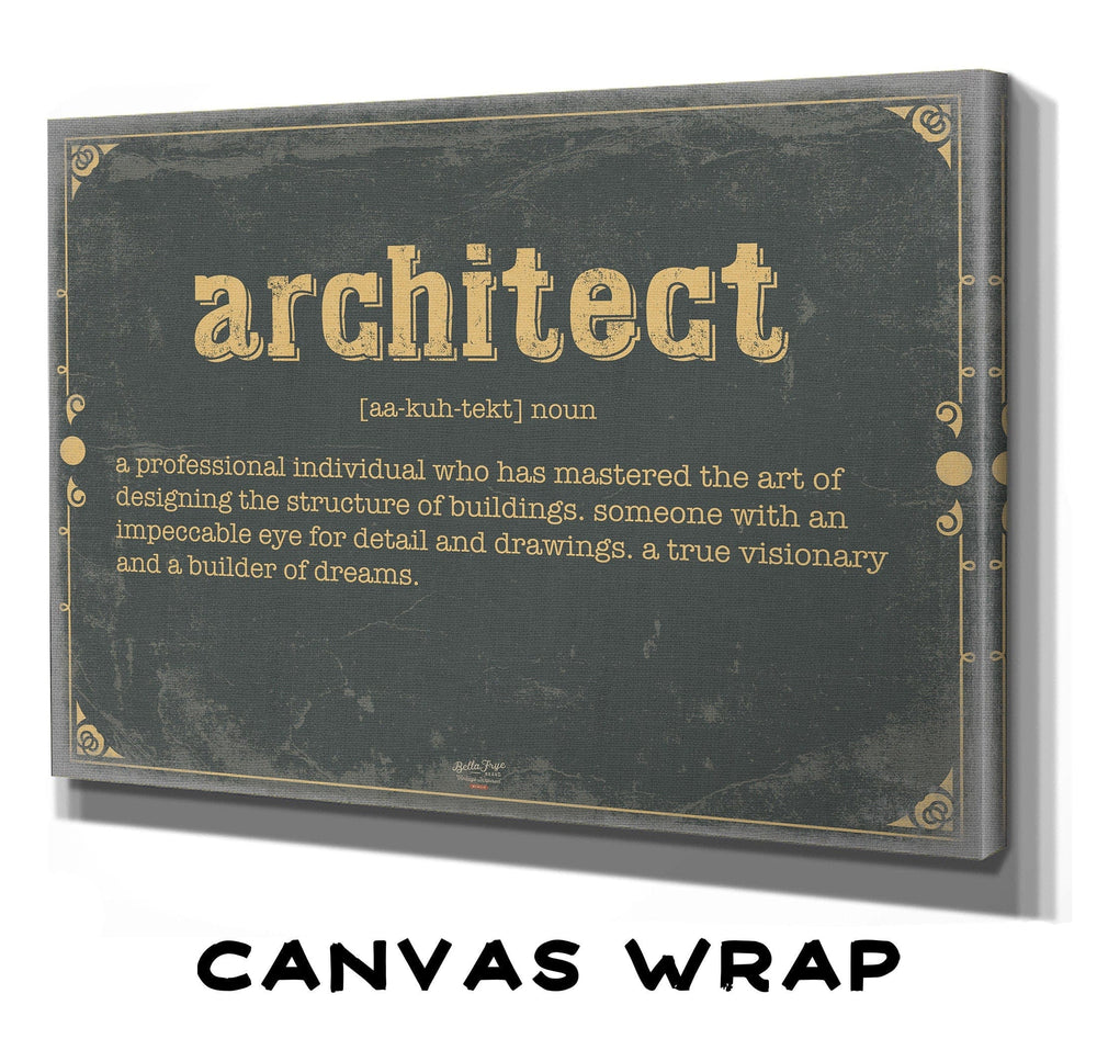 Bella Frye Architect Word Definition Wall Art - Gift for Architect Dictionary Artwork