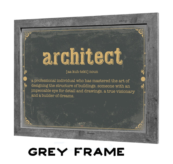 Bella Frye Architect Word Definition Wall Art - Gift for Architect Dictionary Artwork