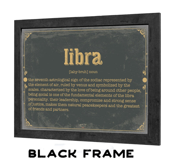 Bella Frye Libra Word Definition Wall Art - Gift for Libra Dictionary Artwork