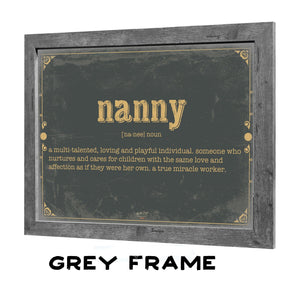 Bella Frye Nanny Word Definition Wall Art - Gift for Nanny Dictionary Artwork