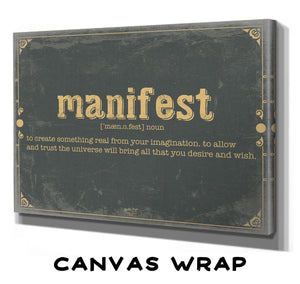 Bella Frye Manifest Word Definition Wall Art - Gift for Manifest Dictionary Artwork