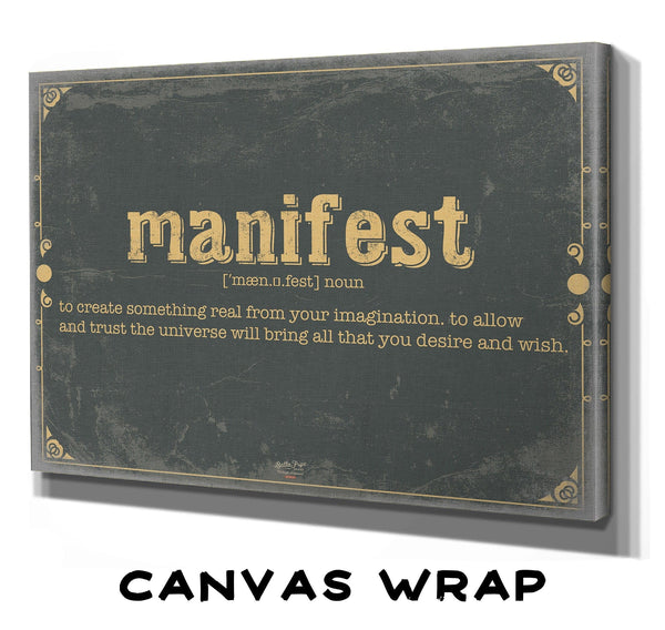 Bella Frye Manifest Word Definition Wall Art - Gift for Manifest Dictionary Artwork