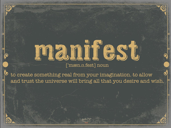 Bella Frye Manifest Word Definition Wall Art - Gift for Manifest Dictionary Artwork