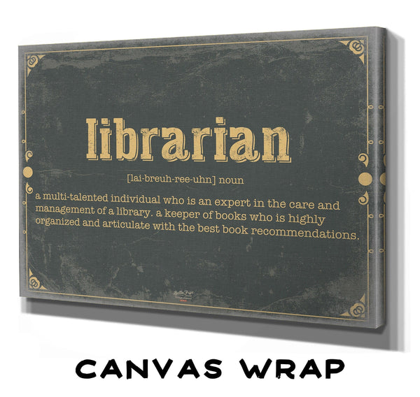 Bella Frye Librarian Word Definition Wall Art - Gift for Librarian Dictionary Artwork