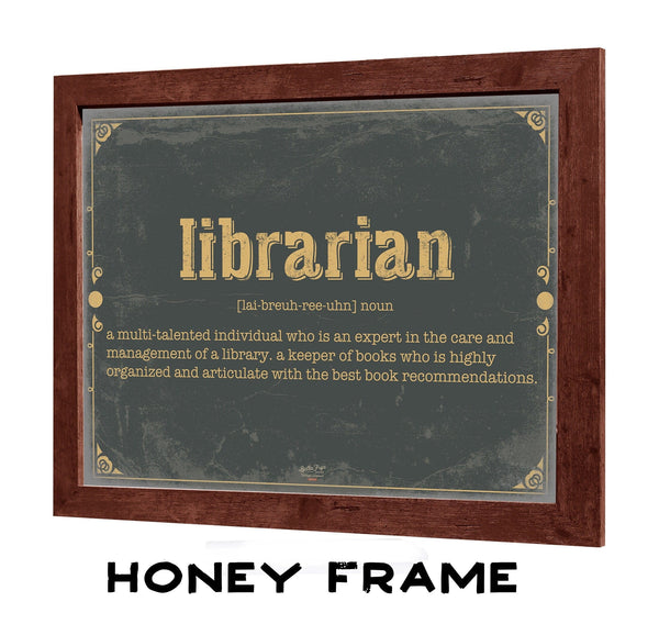 Bella Frye Librarian Word Definition Wall Art - Gift for Librarian Dictionary Artwork