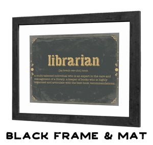 Bella Frye Librarian Word Definition Wall Art - Gift for Librarian Dictionary Artwork