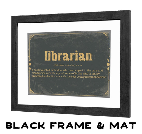 Bella Frye Librarian Word Definition Wall Art - Gift for Librarian Dictionary Artwork