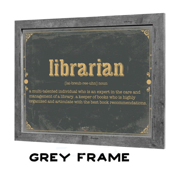 Bella Frye Librarian Word Definition Wall Art - Gift for Librarian Dictionary Artwork