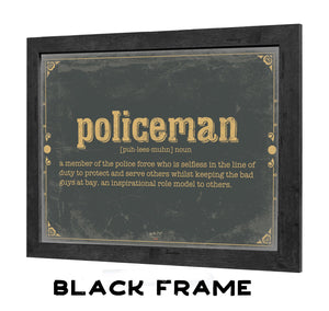 Bella Frye Policeman Word Definition Wall Art - Gift for Policeman Dictionary Artwork