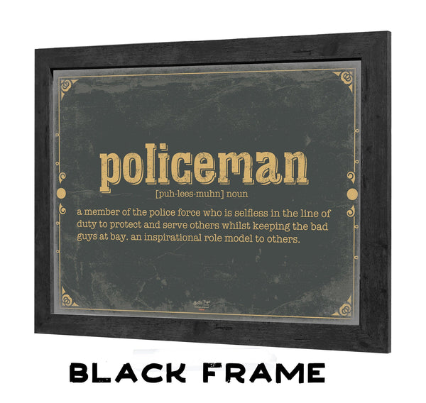 Bella Frye Policeman Word Definition Wall Art - Gift for Policeman Dictionary Artwork